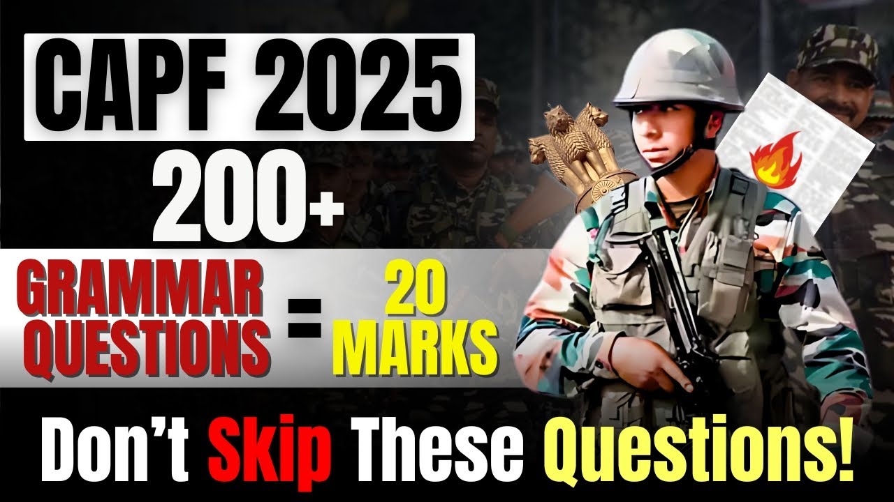 200+ Grammar Qs for CAPF 2025 | Most Expected Paper 2 Questions🔥