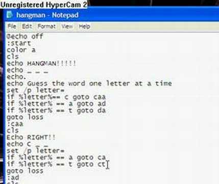 Batch Tutorial #4 Making a Hangman Game