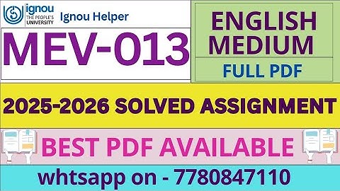 MEV13 Solved Assignment 2025-26 | MSc Environmental Science | IGNOU | January 2025 to July 2026