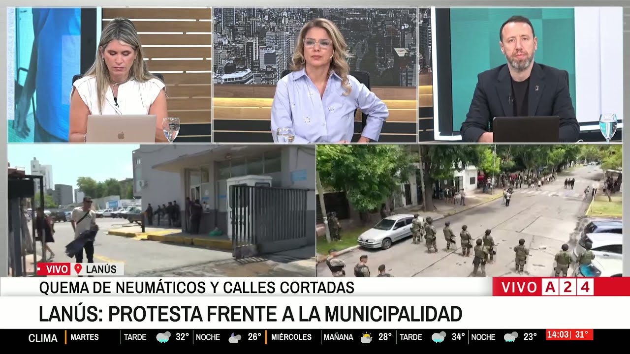 📢 INTERNA BONAERENSE: PROTESTA VIOLENTA DE COOPERATIVAS FRENTE A LA MUNICIPALIDAD DE LANÚS: