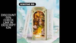 Robotime Rolife Falling Sakura Book Nook with Lights Easy Assemble Home Decoration Booknook Best Gif