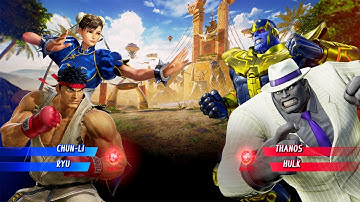 Thanos & Inspector Hulk VS Ryu & Chun-Li (Hardest AI) - Marvel vs Capcom: Who is The Best?