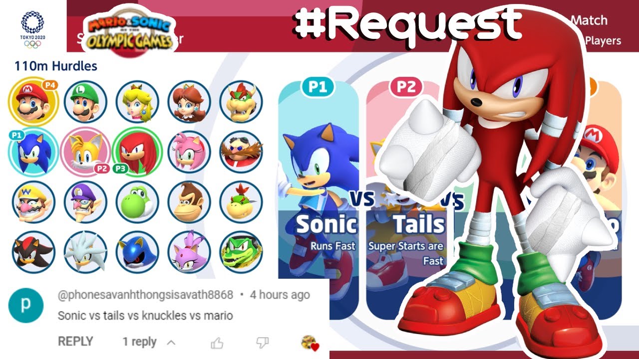 Sonic VS Tails VS Mario VS Knuckles | Gameplay (4 Players) | MARIO AND SONIC AT TOKYO 2020