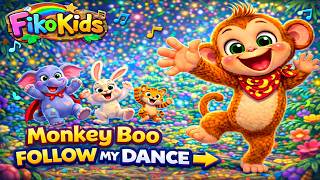 Monkey Boo Follow My Dance 🐵 Banana Dance Party | Fun Jungle Dance Song for Kids | FikoKids