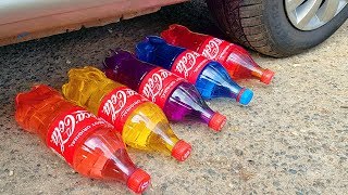 Experiment Car vs Coca Cola, Fanta, Mirinda | Crushing Crunchy & Soft Things by Car!