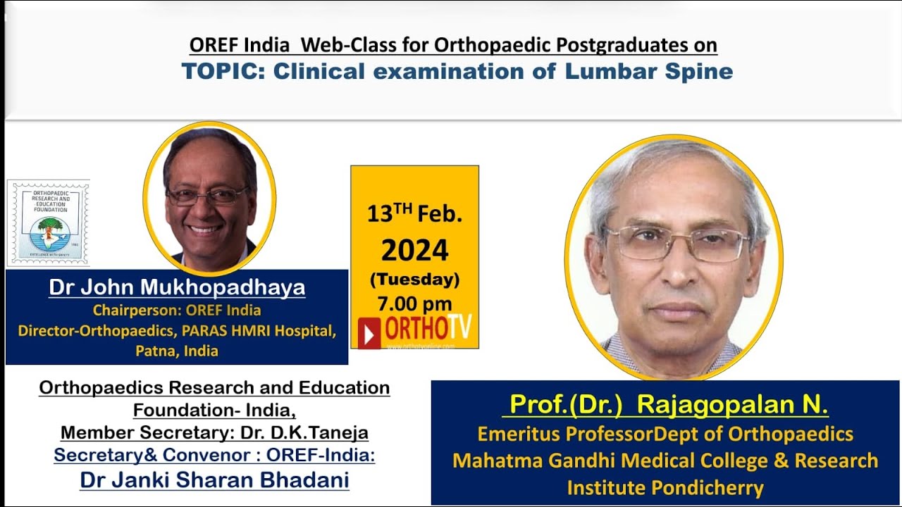 Oref OREF on OrthoTV – Clinical examination of Lumbar Spine – Prof.(Dr ...