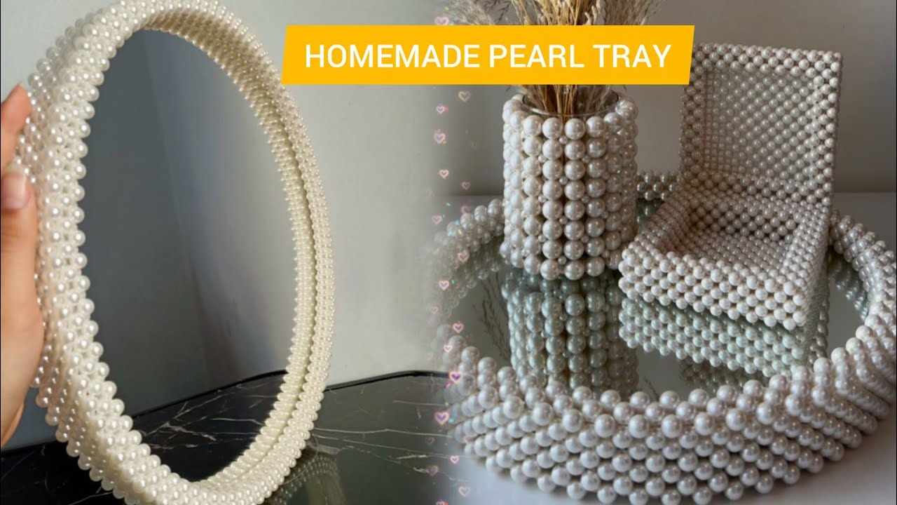 😱Mirror Tray | Home Decor | Beaded Craft | Handmade jewelry Tray | Jewelry by H.F #viralvideo #diy