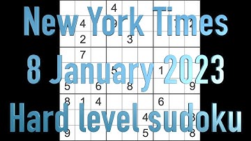 Sudoku solution – New York Times sudoku 8 January 2023 Hard level