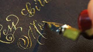 Gold glitter calligraphy with pointed pen, The Aloha Studios