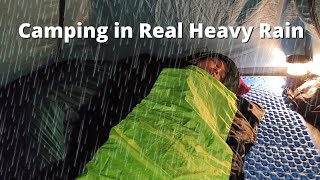 Camping in Real Heavy Rain-Relaxing In The Tent-ASMR-Rain Sounds