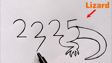 Lizard draw with number 2225 | very easy and simple Drawing | Lizard Drawing