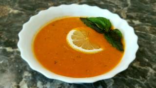 Turkish soup with red lentils. Turkish lentil soup. Soup-puree of lentils without meat.