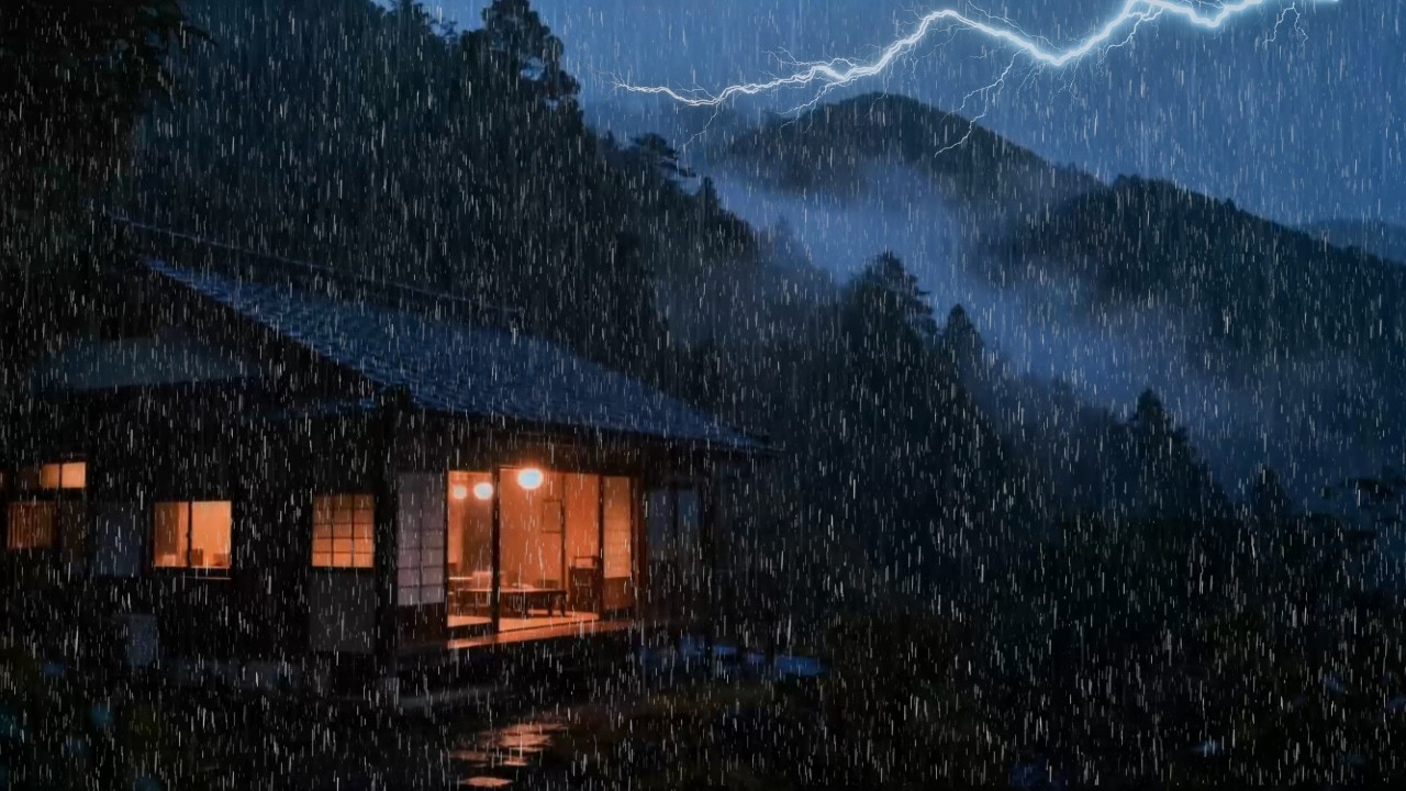 Heavy Rain Sounds for Sleeping Remote Mountain Lantern Roads for Calm Nights | ASMR Rain