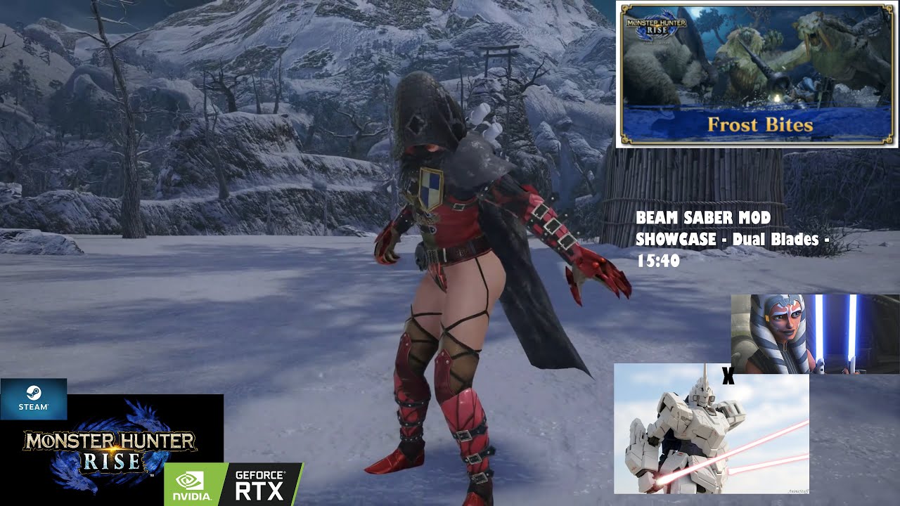 MH Rise STEAM - Rx 78-2 Beam Saber Mod Showcase - Frost Bites - Dual Blades  - 15'25 at Monster Hunter Rise - Nexus mods and community