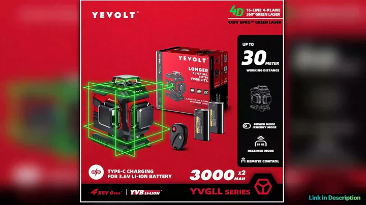 YEVOLT YVGLL4XS16DP 4Plane Green Laser Level 4D 16 Lines with All Day Work SelfLeveling Measuring H