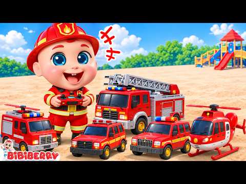 Construction Vehicle Fun 💥 Five Little Fire Trucks Song 🚧 Nursery Rhymes & Kids Songs | Bibiberry