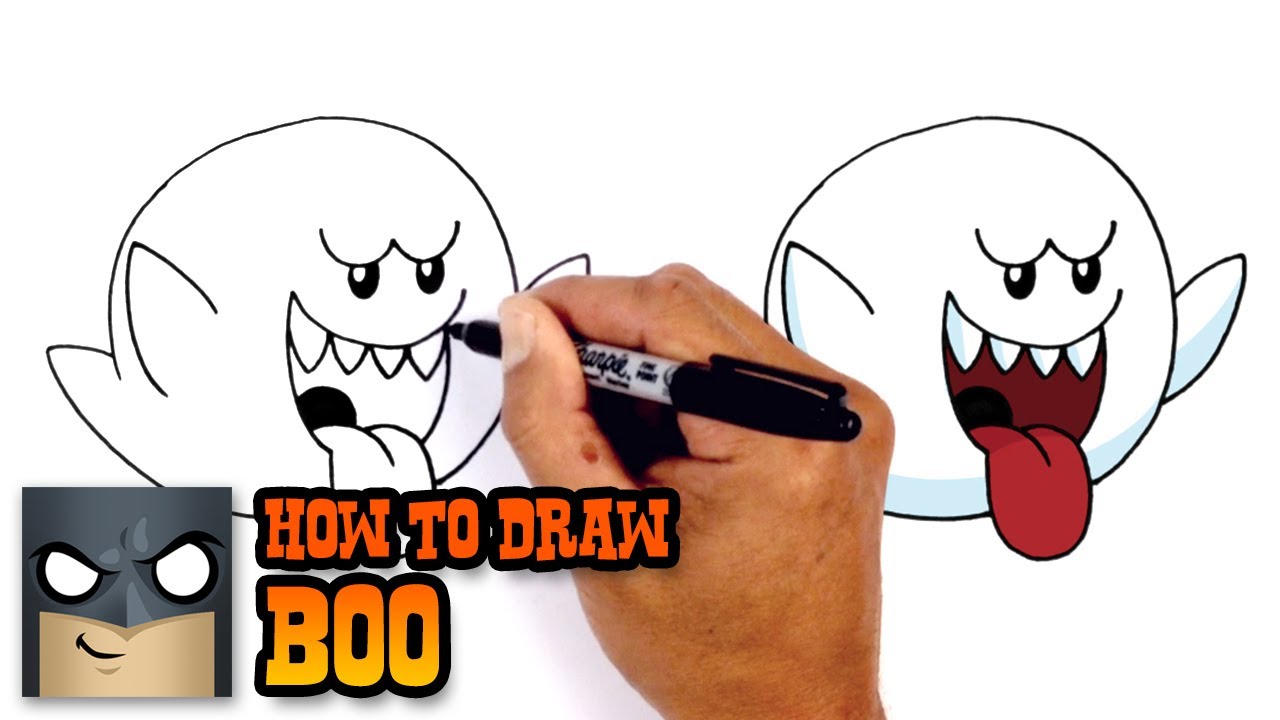 How to Draw Boo - Super Mario Bros.
