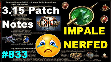 Impale Support Dead & MASSIVE Minion Nerf (Patch Notes) [Path of Exile 3.15] Expedition League - 833