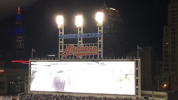 World Series game 7 Cubs vs Indians: giant scoreboard intro