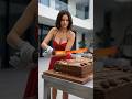1000° Glowing Sword VS Giant Dubai Chocolate Cake 😱🔥 #shorts #asmr