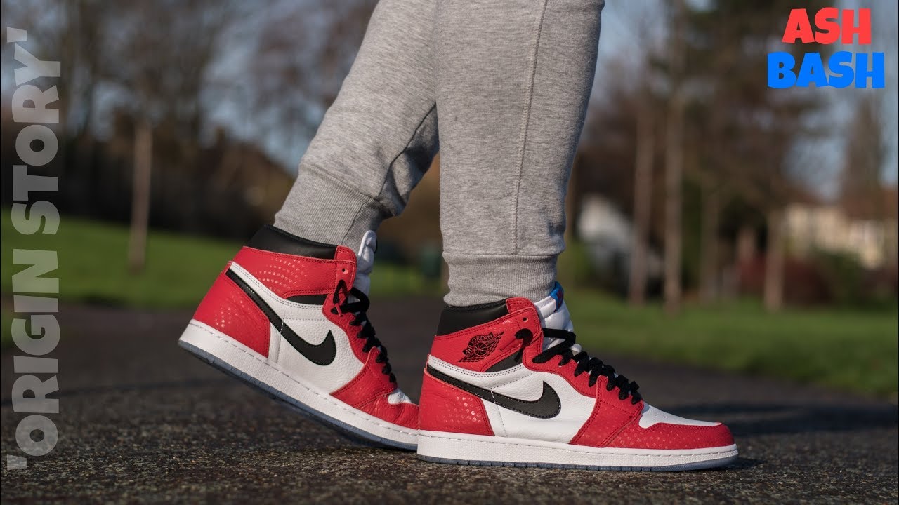 jordan 1 spider verse on feet