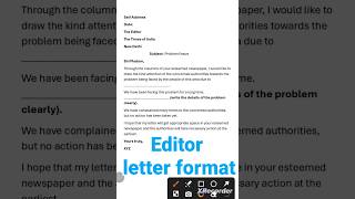 Editor letter Format 10th,11th 12thClas#boardexam #education #trending #viral #cbse #exampreparation