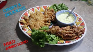 Crispy Fried Jumbo Squid. Filipino Street Food.