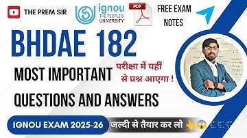 BHDAE 182 | हिन्दी भाषा और सम्प्रेषण | Bhdae 182 Most Important Question and Answer | @ThePremSir 
