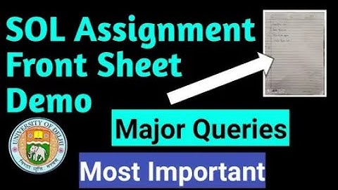 SOL Assignment First Sheet Demo 2021 || #DU #Sol