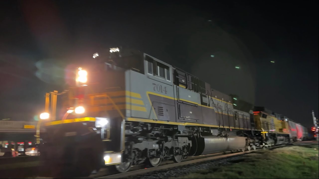 CP 7014 Heritage Unit SD70ACU Leads MLDAS w/ Grey Ghost At Night