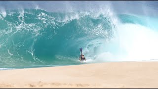 LONE SOLDIER CHARGES HUGE HAWAIIAN SHOREBREAK // Ryder Jalbert #bodyboarding Keiki Shorebreak