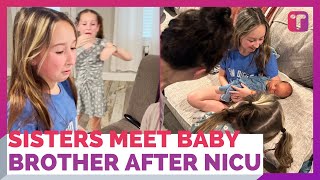 Sisters Surprise Reunion With Baby Brother After NICU Stay