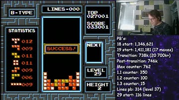 My first B-Type 29-2 clear! (ft. extra rolling clips) - NES Tetris