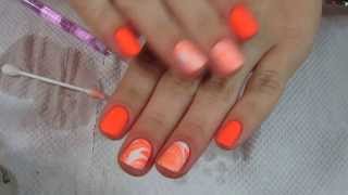 Orange &amp; White Water Marble