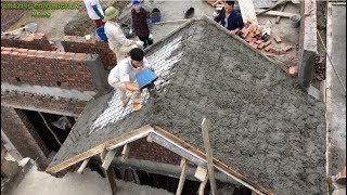 How To Build A Beautiful Sloping Roof Concrete Easily - Build Sloping Roof Step By Step