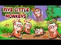 Five little monkeys jumping on the bed  nursery rhymes and  kids songs with lyrics