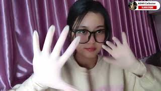 ASMR｜Wearing manicure. Medical rubber white gloves trigger sound