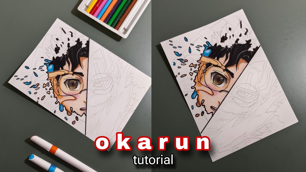 how to draw okarun | spill art ( tutorial ) #okarun #dandadan - YouTube
