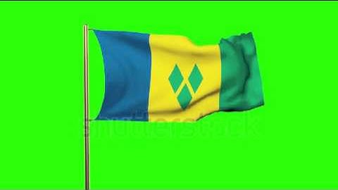 Saint Vincent and the Grenadines flag waving in the wind. Green screen, alpha matte. Loopable