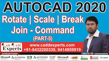 AutoCAD 2020 (Part-05) ROTATE | SCALE | BREAK | JOIN | Full AutoCAD In Hindi BY Jitendra Kumar