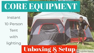 CORE Equipment 10 Person Instant Cabin Tent with Lighting