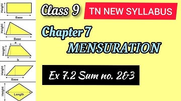 TN SAMACHEER KALVI New Syllabus (2020-2021) Class 9 MATHS Chapter 7 MENSURATION Ex 7.2 sum no. 2&3