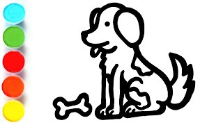 dog drawing painting and coloring for kids toddlers lets draw paint together