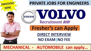 Volvo Recruitment 2021 Mechanical Jobs Volvo Freshers Job Mechanical Guru Mech Jobs