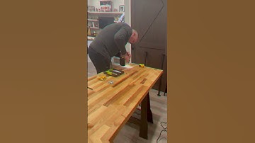 This was a pretty easy #diy #butcherblock #bartable that cost about $315. #mancave #basementdesign