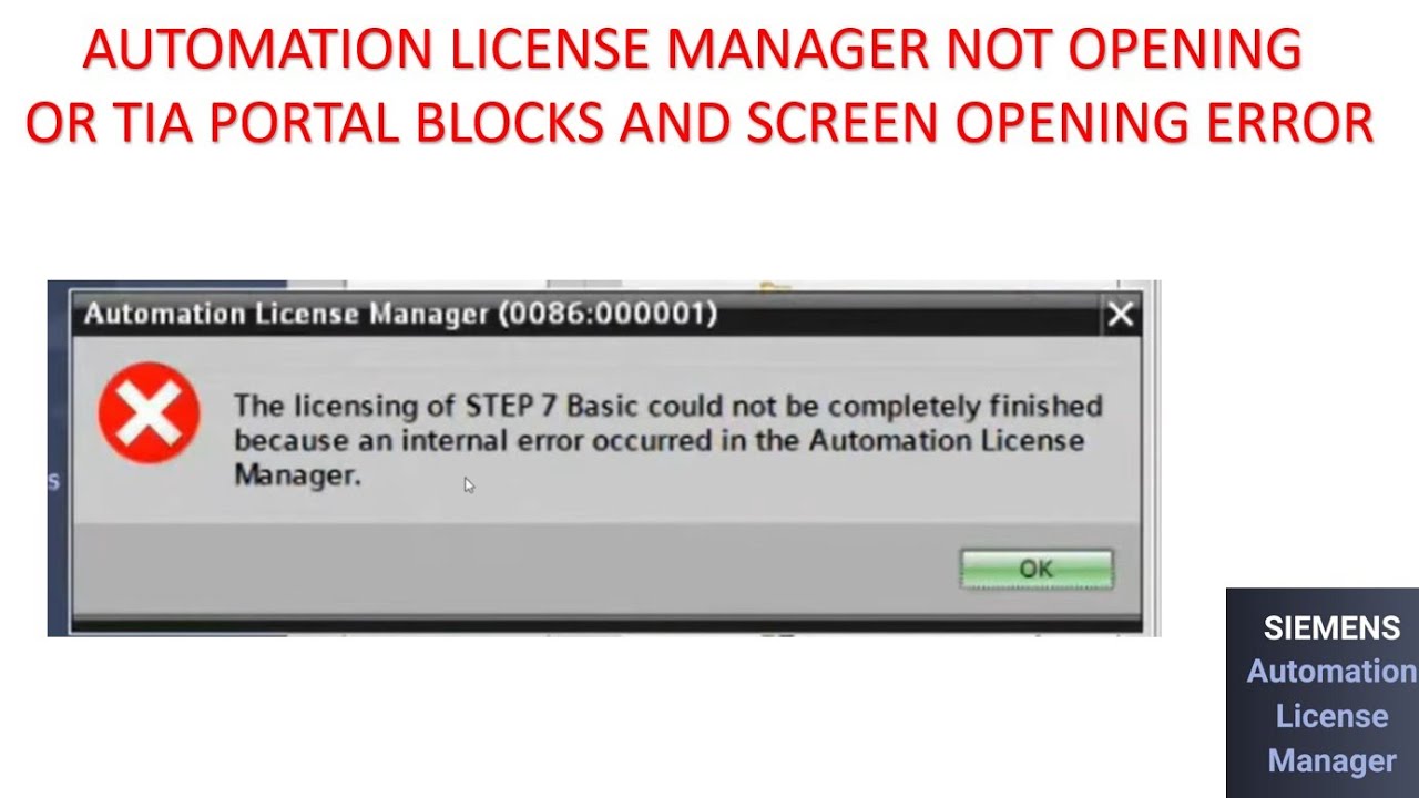 Automation License Manager Not Opening| TIA Portal Blocks & Screen
