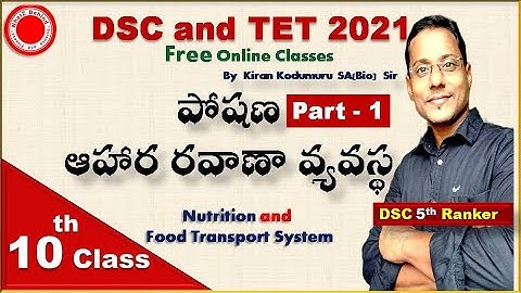 Nutrition #1 || DSC or TRT SA(Biology),TET,SGT best free  Online Classes||Kiran Kodumuru