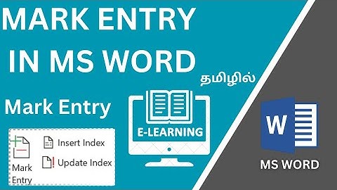 Mark Entry in Ms Word Tamil | Rajavel Learning Skills