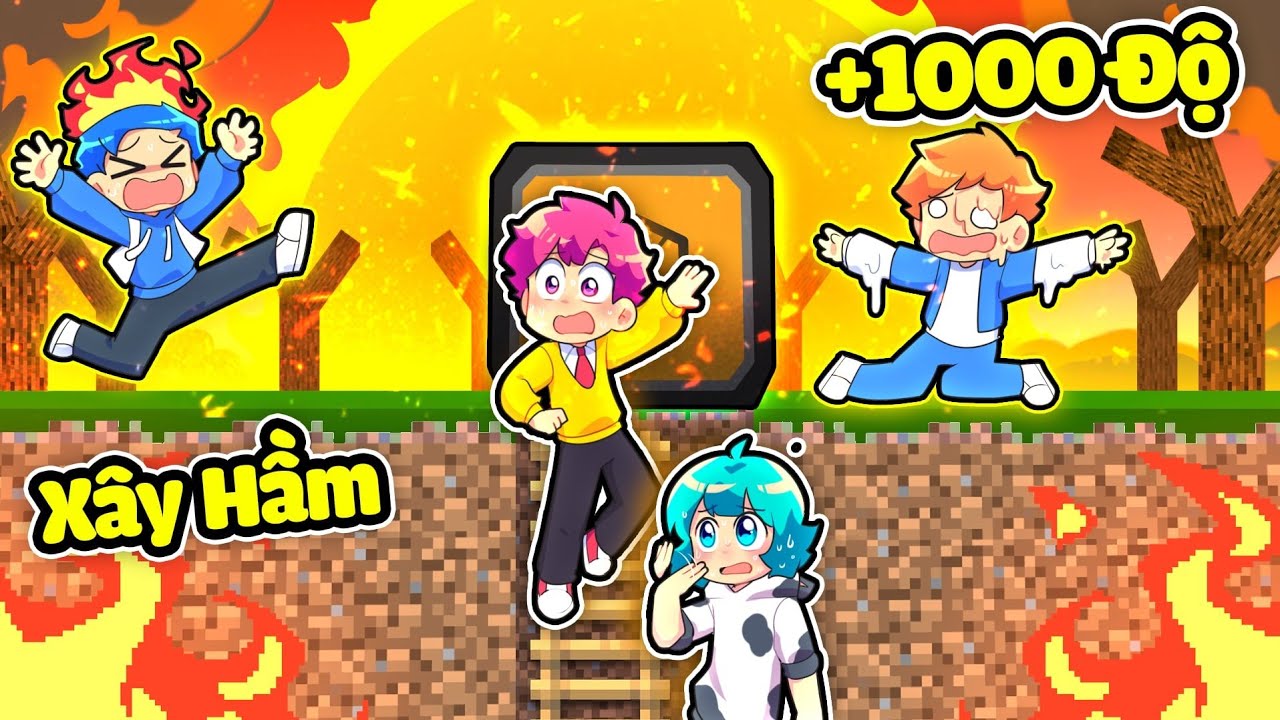 Hiha Sống Sót DƯỚI HẦM TRÚ ẨN Khi Làng Sinh Tố Nóng +1000 độ C Trong Minecraft 😱😎