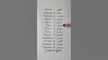 أسماء الأشهر باللغة الإنجليزية و العربية English Englishlanguage انجليزي 